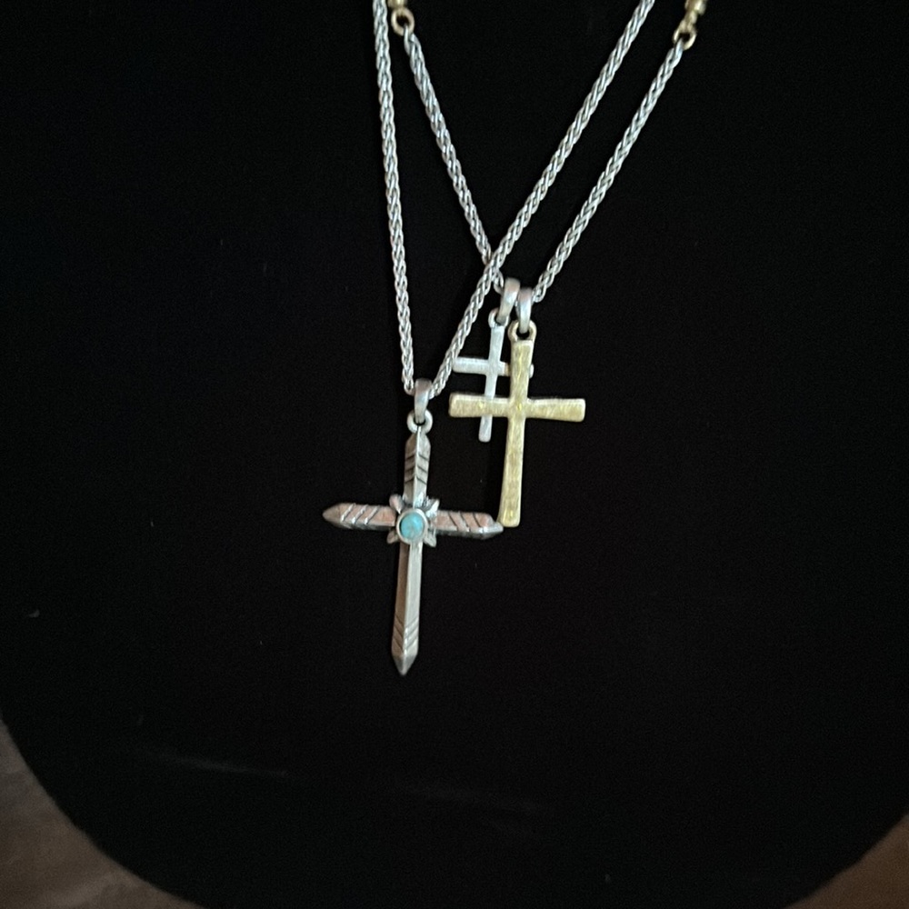 Lucky Brand cross necklace gold and silver